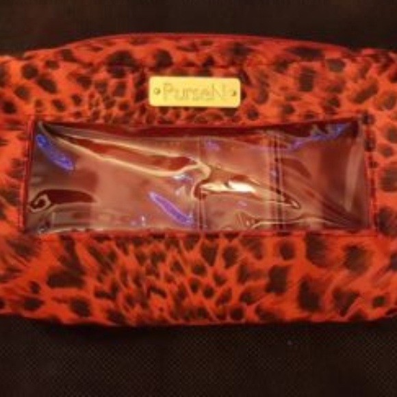 🚫SOLD🚫 PurseN Red Leopard Print Makeup Case - Picture 1 of 5